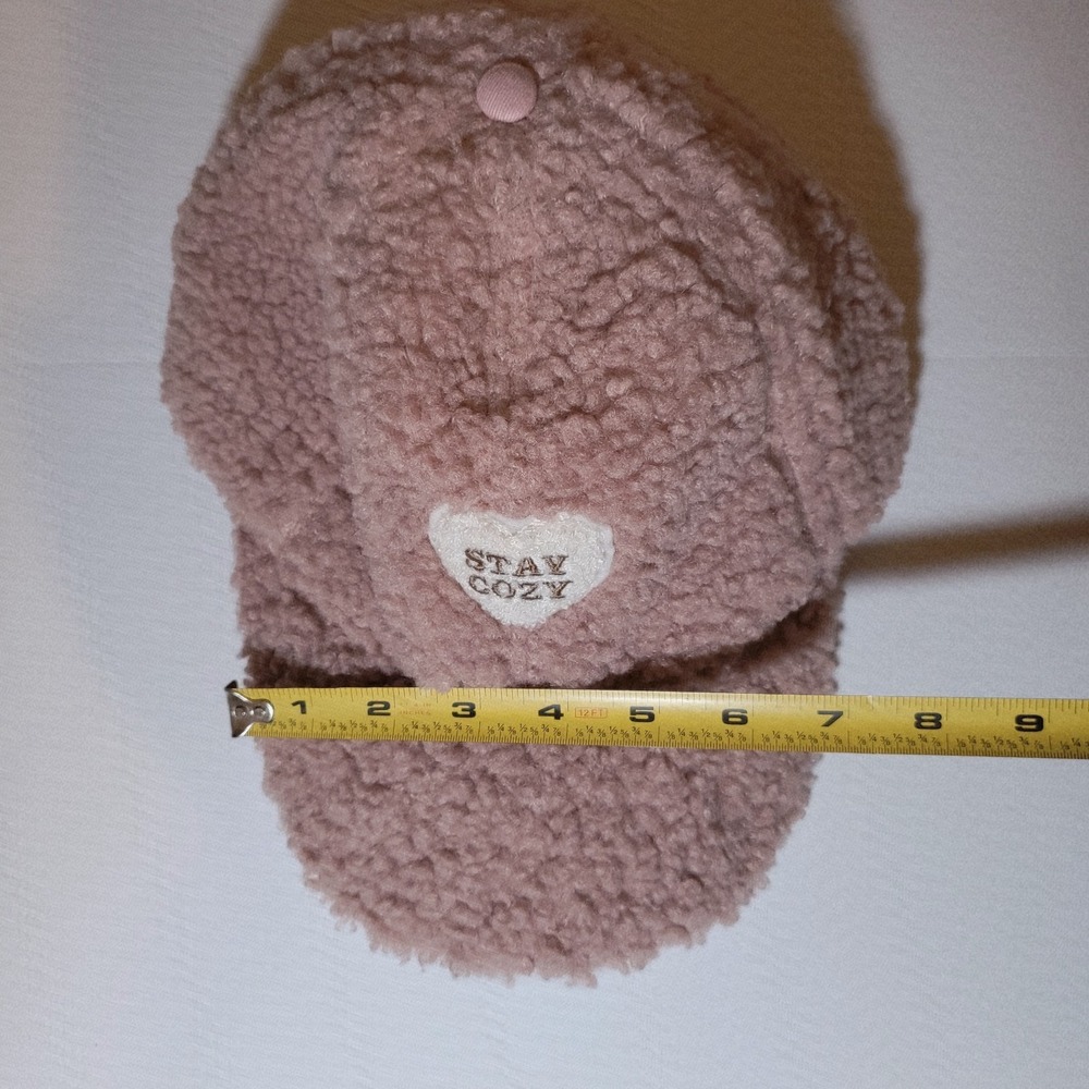 Home Free Stay Cozy Sherpa Baseball Cap Blush One Size - Picture 6 of 10